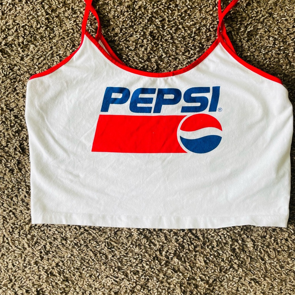Pepsi Women's White and Red Crop Top